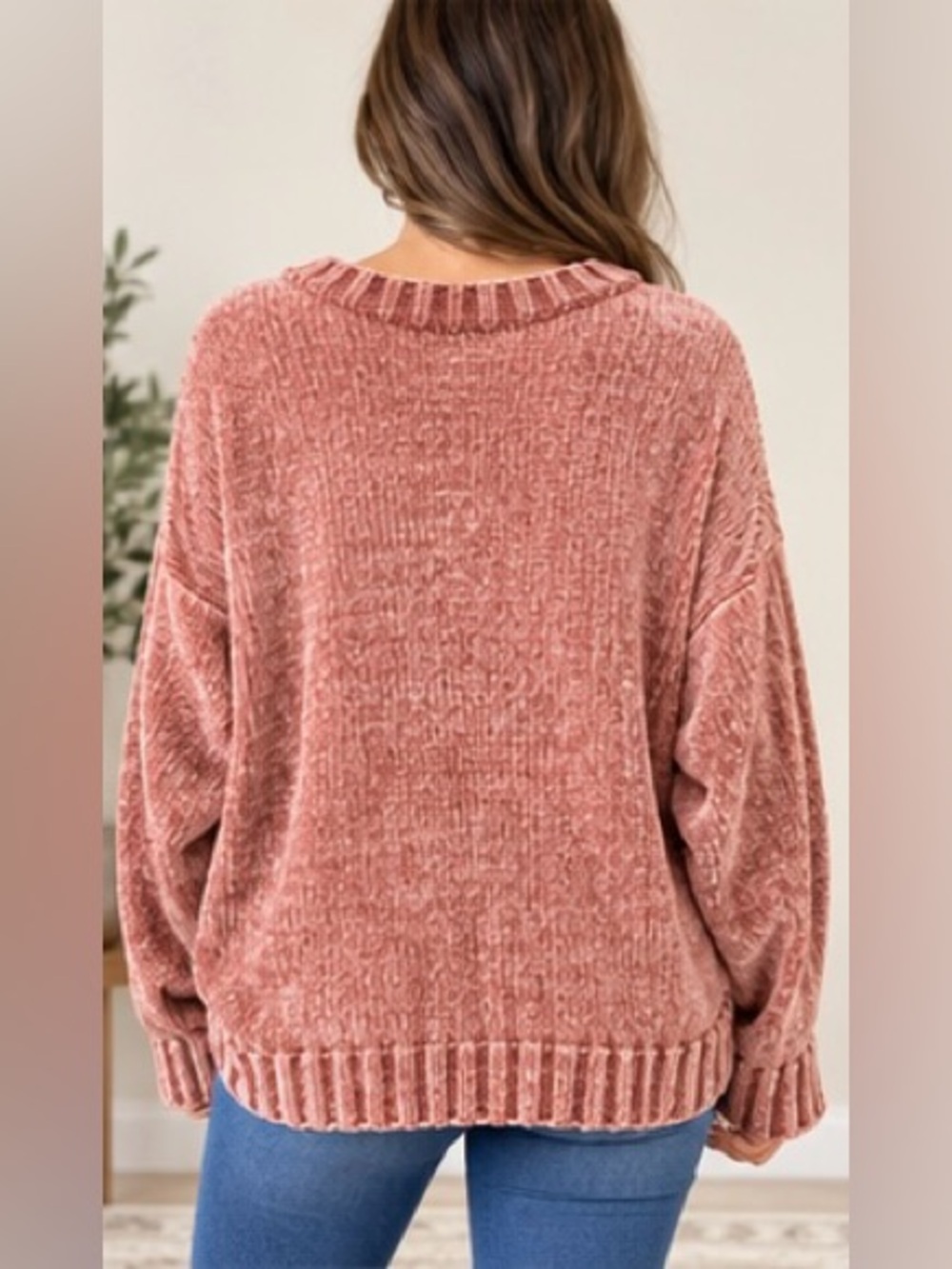 Sanctuary Women’s XL Dusty Rose Chenille Knit Oversized Sweater - Picture 2 of 8